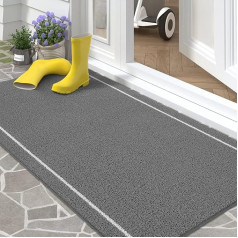 Color G Doormat Outdoor and Indoor 43.5 x 75 cm, Outdoor Weatherproof Door Mat Outdoor Non-Slip Washable Door Mat Dirt Trapper Mat for Front Door, Balcony, Garden (Grey)