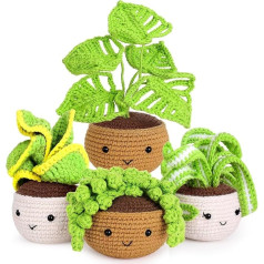 ASTNIC Crochet Set for Beginners, Crochet Plants Potted Cactus Knitting, Crochet Starter Kits for Adults with Instructions, Crochet Hooks Yarn Filling, Knitting Craft DIY Supplies Interior Decoration