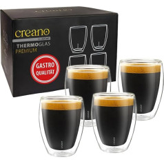 Creano Premium Double-Walled Drinking Glasses 250 ml - Set of 4 - Catering Quality - 100% Dishwasher Safe