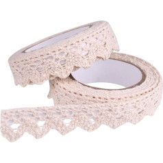 Fepito Lace Tape Vintage White Lace Tape Self Adhesive Decorative Ribbon Lace Border Ribbon for Crafts (Style A - White)