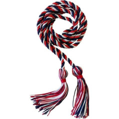 Verflochtene Ehrenschnüre zum Schulabschluss, Farbkombination in Rot, Marineblau und Weiß