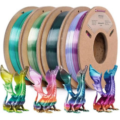 ERYONE PLA Filament 1.75 mm, 3D Printer Filament Bundle, Multi Colour Pack 3D Printer Filament PLA +/-0.03 mm, 4 x 250 g/Pack, Silk Rainobw PLA Filament, Metal Luster&Forest&Universe&Candy