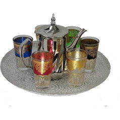 Donre Galoweb – Moroccan Kkanischen Tea Set with Teapot, Tray, Cups, and various