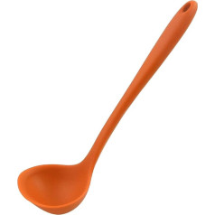 Sourcing Map Silicone Soup Ladle 8.5 Inch Heat Resistant up to 230°C One Piece Design Restaurant Kitchen Cooking Utensils for Serving Soups Orange