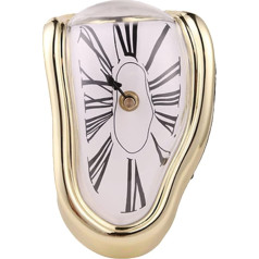 Carkio Creative Melting Clock Wall Clock Decorative Salvador Dali Clock Melted Clock for Home Office Shelf Desk Table Decoration Funny Creative Gift (Gold)