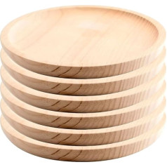 MGE - Round Wooden Plate - Wooden Plate - Pizza Board - Round Wooden Board - Meat Plate - Pizza Board - Pizza Plate Wood - Pizza Plate - Chopping Board - Pine - Set of 6 - Diameter 28 cm
