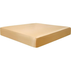 PiccoCasa Fitted Sheet Satin Bed Sheet 140 x 200 cm Fitted Sheet up to 35 cm Topper Height with Elastic Band Gold 140 x 200 x 35 cm