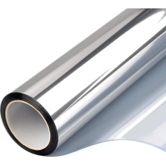Window Film, Privacy Screen Mirror Film, Self-Adhesive Sun Protection, Anti-UV Film Privacy Tint, Heat Protection Film, Static Window Film for Home, Office (Silver, 90 x 1,000 cm)