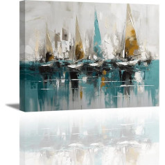Piy Painting Abstract Modern Living Room Pictures Boat in Oil Painting Style Art Prints on Canvas Framed Artwork Wall Decoration for Bedroom Office Home Decor 1 Picture 40 x 30 cm, Easy to Hang