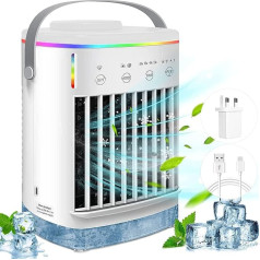 SogYupk Portable Air Cooler, 5-in-1 Mini Air Conditioner, Personal Mobile Evaporative Cooler, USB Desk Cooler (Off-White)