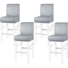 PiccoCasa Bar Stool Covers Waterproof Home Kitchen Dining Pub Counter PU Leather Soft Removable Chair Cover Slipcover Grey 4 Pack