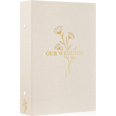 Lanpn Wedding Photo Album 10 x 15 cm, 300 Pockets Photos to Slip in, Linen Cover, Large Capacity, Wedding Album for Newlyweds, Holds 300 Horizontal Photos (Flower, Beige)