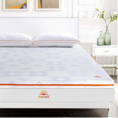 Maxzzz Viscoelastic Gel Topper 90 x 190 x 7.5 cm with Cover Hypoallergenic Infusion Gel Topper Cooling Mattress High Density Removable Ventilated Mite Resistant and Breathable