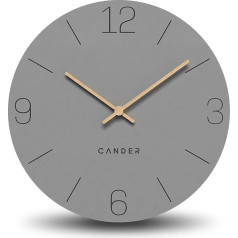 Cander Berlin MNU 2650 H XXL Wall Clock Silent 50 cm without Ticking Noises Analogue Living Room Modern Vintage Grey Wooden Hands Large