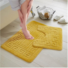 GC GAVENO CAVAILIA Bath Mat Set 2 Piece Non Slip Bathroom Mat Bath Mat Pedestal Mat with Pedestal Mat Machine Washable Floor Mat Ochre