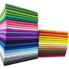 flic-flac 42 Stück 1,4 mm dicke, weiche Filzstoffbögen, verschiedene Farben, Filz-Packung, DIY, Basteln, Nähen, Quadrate aus Vliesstoff, Patchwork (25 cm, 25 cm)