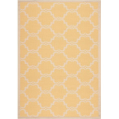 SAFAVIEH Geometric Rug for Living Room, Dining Room, Bedroom - Courtyard Collection, Short Pile, Yellow and Beige, 160 x 231 cm