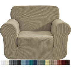 Chun YI Jacquard Chair Sofa Covers 1-Piece Settee Slipcover Furniture Protector, 1 Seater Couch Cover with Elastic Bottom, Checks Stretch Spandex Jacquard Fabric(Chair, Hazel Wood)