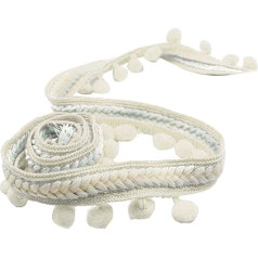 Hellery 5 Metres Pompoms Bobble Trim / Bobble Ribbon - 3.5 cm Wide Bobble Ribbon Trim Grosgrain Ribbon Cutting Decor, White