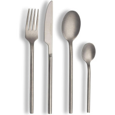 ECHTWERK EW-BS-1675 Bari Cutlery Set, Stonewashed Silver, 16 Pieces, Cutlery for up to 4 People, High-Quality Chromium Nickel Steel, Stainless Steel