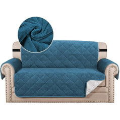 BellaHills Thick Velvet Sofa Covers, Plush Couch Cover for 2 Cushions, Sofa Slipcover, Protection from Pets, Dogs with Non-Slip Bottom and Wider Elastic Band (2 Seater, Peacock Blue)