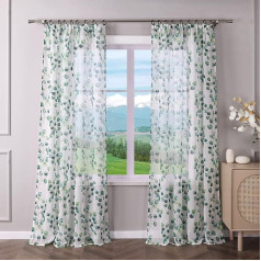 Delien Living Room Curtains, Transparent Curtain, Modern Curtain with Leaf Pattern, 
