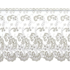 Plauener Spitze 68272_65_e Net Lace Short Curtains with Florentine Design, Height 65 cm Cream Breite 178 cm champagne
