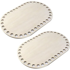 UTALIND 2 Pieces Oval Wooden Baskets Floor Shaper Blank Hollow Basket Wooden Base for DIY Knitting Crochet Floor Shaper Craft Basket Weaving (Large)
