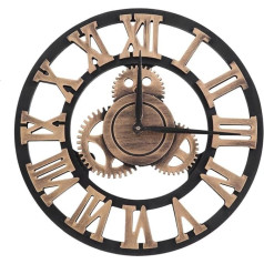 Zerodis Vintage Wanduhr 3D handgefertigte römische Ziffer Wanduhren Industriegetriebe europäischen Retro Uhren kreative Kunst Dekoration für Wohnzimmer Restaurant Büro Bar Küche Studie usw(30cm-Gold)