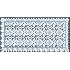 Viniliko Victorian Blue Vinyl Rug, Multi-Colour, 50 x 100 cm