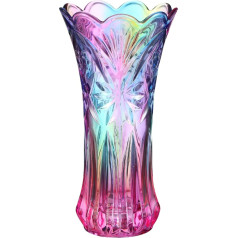 WINOMO Unique Crystal Glass Vase, Decorative Rainbow Vase, Flower Container, Dining Table Centerpiece, Colorful Glass Vase for Home, Office, Wedding