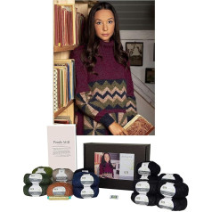 DesignEtte s-2818-417-L/XL-2XL/3XL Sweater Knitting Set Pondo Mill Merino Wool and Superkid Mohair L/XL-2XL/3XL in Multicoloured Dark Blue No. -S-2818 Knitting Pattern Level 3 (Medium) 3.5 mm Needles