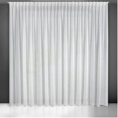 Eurofirany Belissa Curtain White Transparent with Vertical Rain Structure and Pleated Tape Also for Ceiling Rail / Curtain Rail - Pack of 1 Transparent Light Chic Classic Elegant 400 x 300 cm
