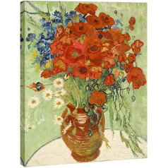 Wieco Art - Van Gogh Red Poppies and Daisies Large Canvas Prints Floral Oil Painting Reproduction Classic Flowers Artwork Pictures on Canvas Wall Art for