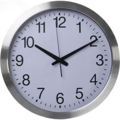Perel DCF77 Radio-Controlled Wall Clock Analogue Round 40 cm Aluminium Silver