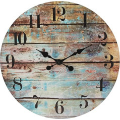 Stonebriar Vintage Farmhouse Wooden Round Battery Operated Hanging Wall Clock, 18 Inches