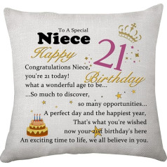 Niece 21st Birthday Gift Pillowcase by Aunt Inspirational Happy 21st Birthday Pillow Case Throw Pillow Case Gift for Niece (Niece 21st Birthday)