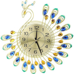 WBTY Wall Clock, Modern Wall Clock, Large 3D Peacock Shape, Non-Ticking, Quiet Clock Living Room Bedroom Decoration
