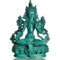BUDDHAFIGUREN/Billy Held Grüne Tara Figur Buddha Statue, Resin, Türkis, 15 cm