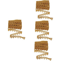 EXCEART 4 Sequin Lace Embroidery Fringe Trim Upholstery Trim Gold Embellishments Glitter Curtains Braided Trim Skirt Collar Decorations Golden Ribbon Clothing