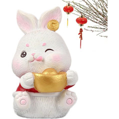 Moonyan Small Chinese Rabbit Figurines - Miniature Resin Rabbit Figures | Cute Rabbit Ornament for Spring Festival Chinese New Year Decoration