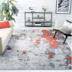 SAFAVIEH Adirondack Collection Abstract Rug for Living Room, Dining Room, Bedroom, Short Pile, Orange and Grey, 183 x 274 cm