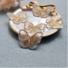 Handmade Applique Lace Embroidery Applique 30 Pieces Butterfly Gold Lace Patches Embroidery Flowers Wedding Dress Decorative Lace Fabric Appliques DIY Craft Beda