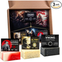 MEDUNA Exfoliating Soap Mythos Bundle 3 x 100 g - Solid Natural Soap - Handmade Soap - Vegan Care Soap - Body Soap for All Skin Types - Organic Coconut Oil & Shea Butter Men's Care - Made in Germany