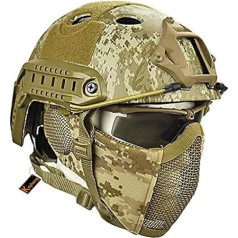 MH Taktik Fast Helmet Combined with Foldable Ear Protection Half Face Mesh Mask and Goggles for Airsoft Paintball CS Game