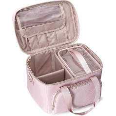 Prokva Makeup Bag Travel Bag with 2 Individual Cosmetic Bags, Large Makeup Organiser for Women, pink