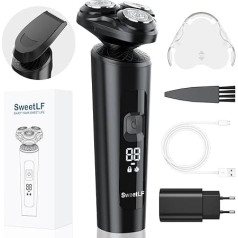 SweetLF Men's Razor with Sideburn Trimmer, Rotation Shaver Men, Electric Shaver LED Display, Wet and Dry Shaver IPX7 Electric Shaver with Travel Lock, Razor USB-C 120 min Running Time