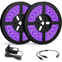 Onforu 20 m UV LED Strip, Black Light Strip with Power Supply, 12 V Flexible 1200 LEDs Strip, Self-Adhesive 2835 Light Strip, UV Lamp, Light Strip Black Light for Party, Bar, Neon Colours, Club,
