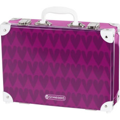Schneiders 49327-051 Children's Suitcase with Carry Handle and 2 Metal Clasps, Hearts Dark Red, Approx. 33 x 24 x 10.5 cm, for Toys, Crafts and Drawing Materials