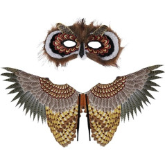 Eulenflügel Kostüm Set - Feste Vogelflügel für Kinder, Vogelanziehspiel für Kinder, Eulenflügel Umhang und Maske | Halloween Cosplay Tier Kostüm Set, Imitation Eule Kostüm mit Federn für